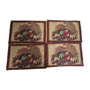 Lot of 4 Vtg Fruits & Vegetables Harvest Tapestry Elegant Table Decor Placemats